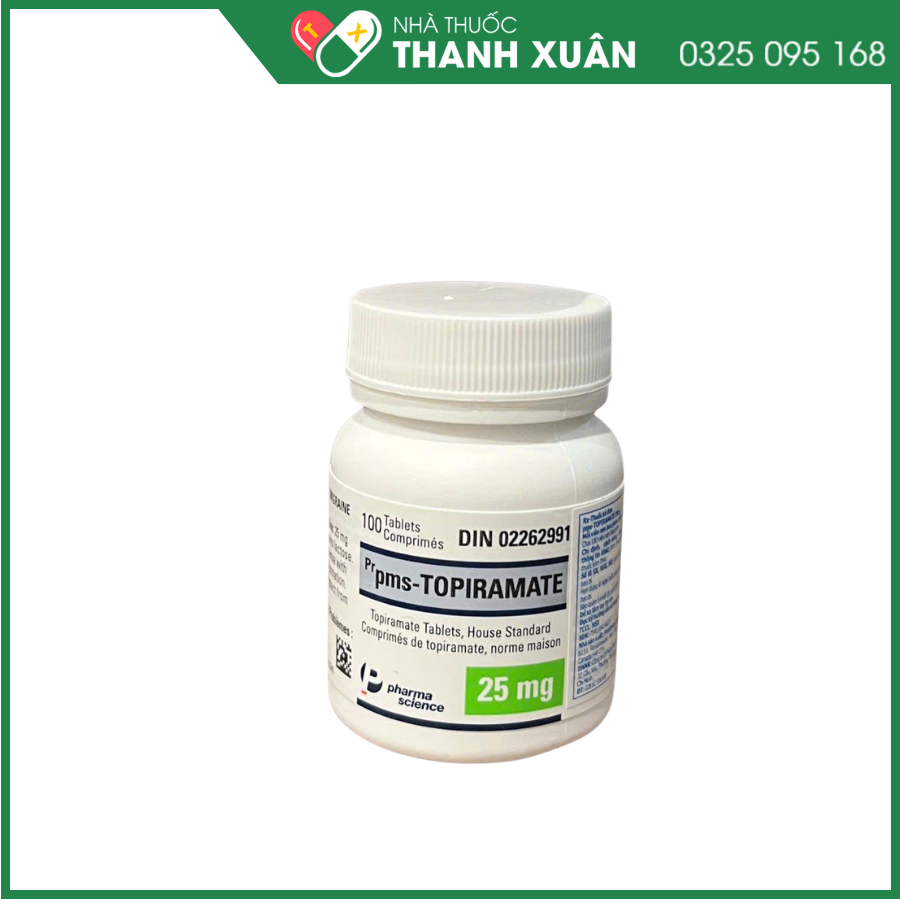 Pms-Topiramate 25mg điều trị động kinh cục bộ, dự phòng đau nửa đầu